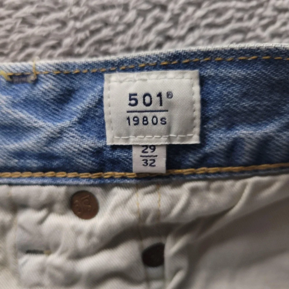 Levi's Jeans Mens 29x32 Blue 501 Straight Made in Japan Selvedge Patchwork Dist